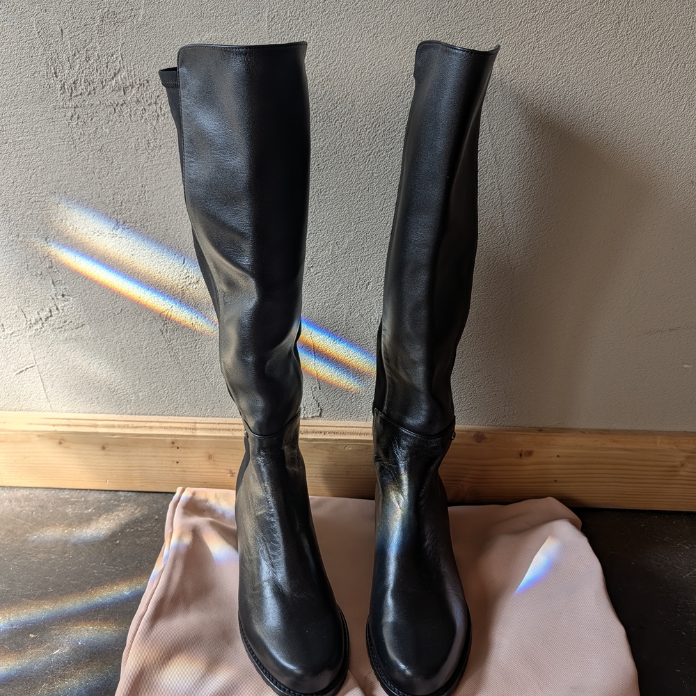 Stuart Weitzman Black Leather Over-the-Knee Boots